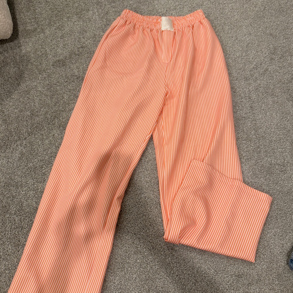 Orange and white stripped trouser pants
